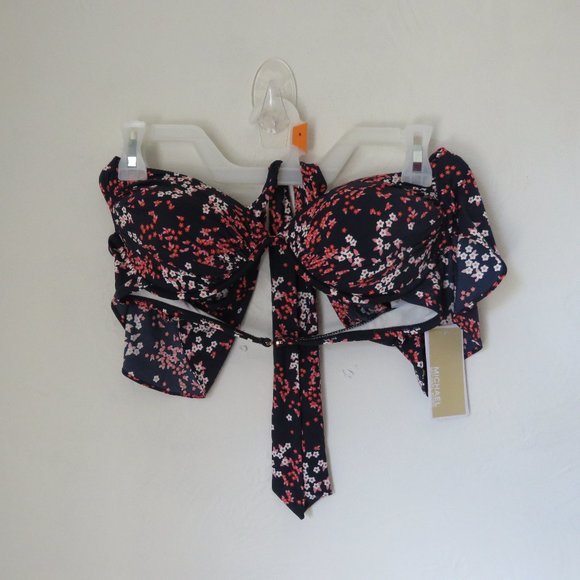 Michael Kors Floral Print Cap Sleeve Underwire Bikini Top - Picture 1 of 6